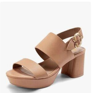 FOWT Light Brown Open Toe Platfrom Sandals Chunky Heel Slingbacks Buckle Shoes